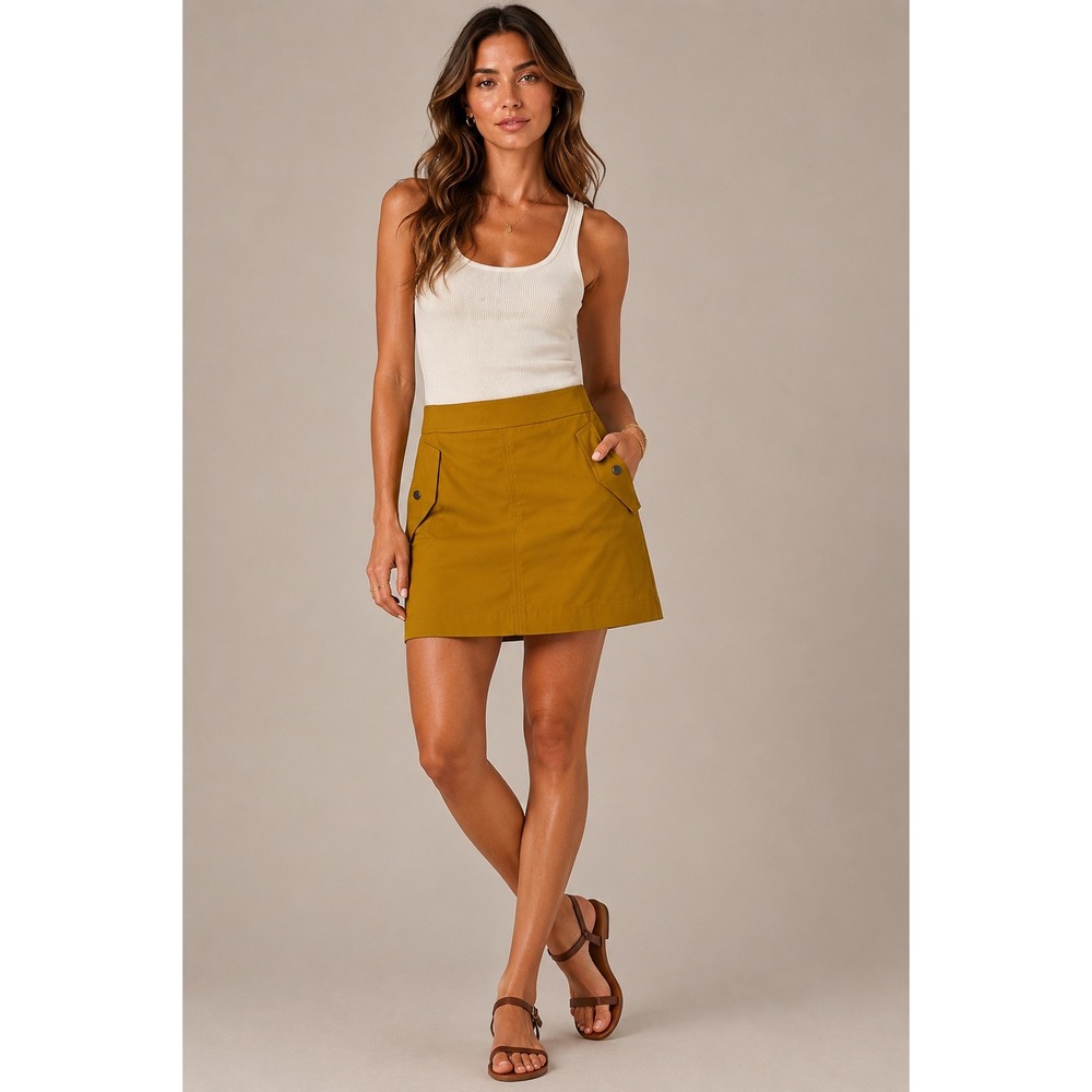 Athleta Vienna Cargo Skort Mustard Yellow Ochre 2 Hiking Travel Mini Skirt